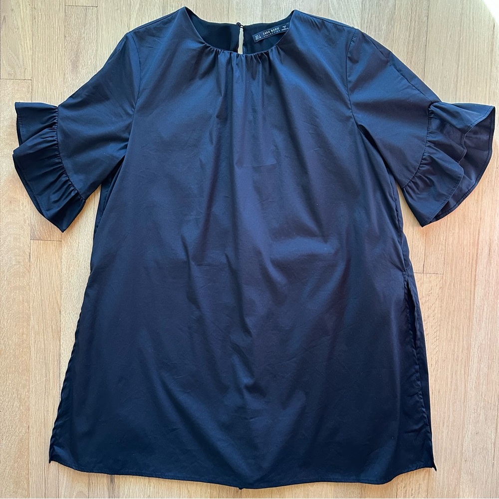 Zara Basic - Black Cotton Blend Dress/Tunic with Built-In Shorts